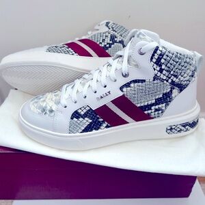 White Snakeskin Bally Sneaker